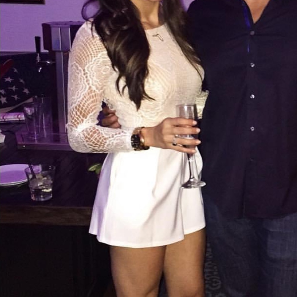 White Lace Top Romper - Size Small